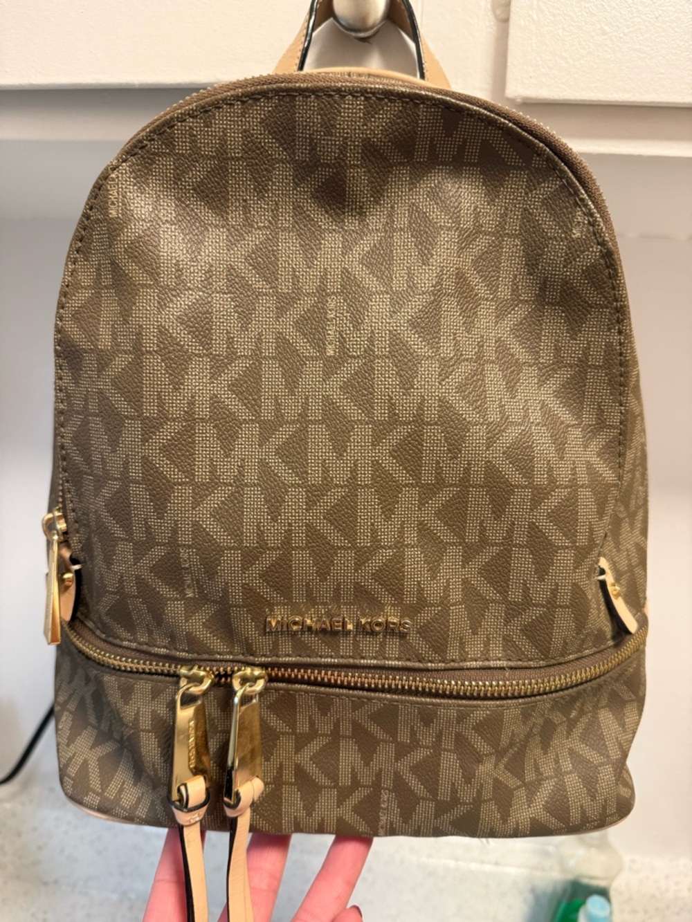 Michael Kors Tan/Brown Signature Logo Mini Backpack - Picture 2 of 6